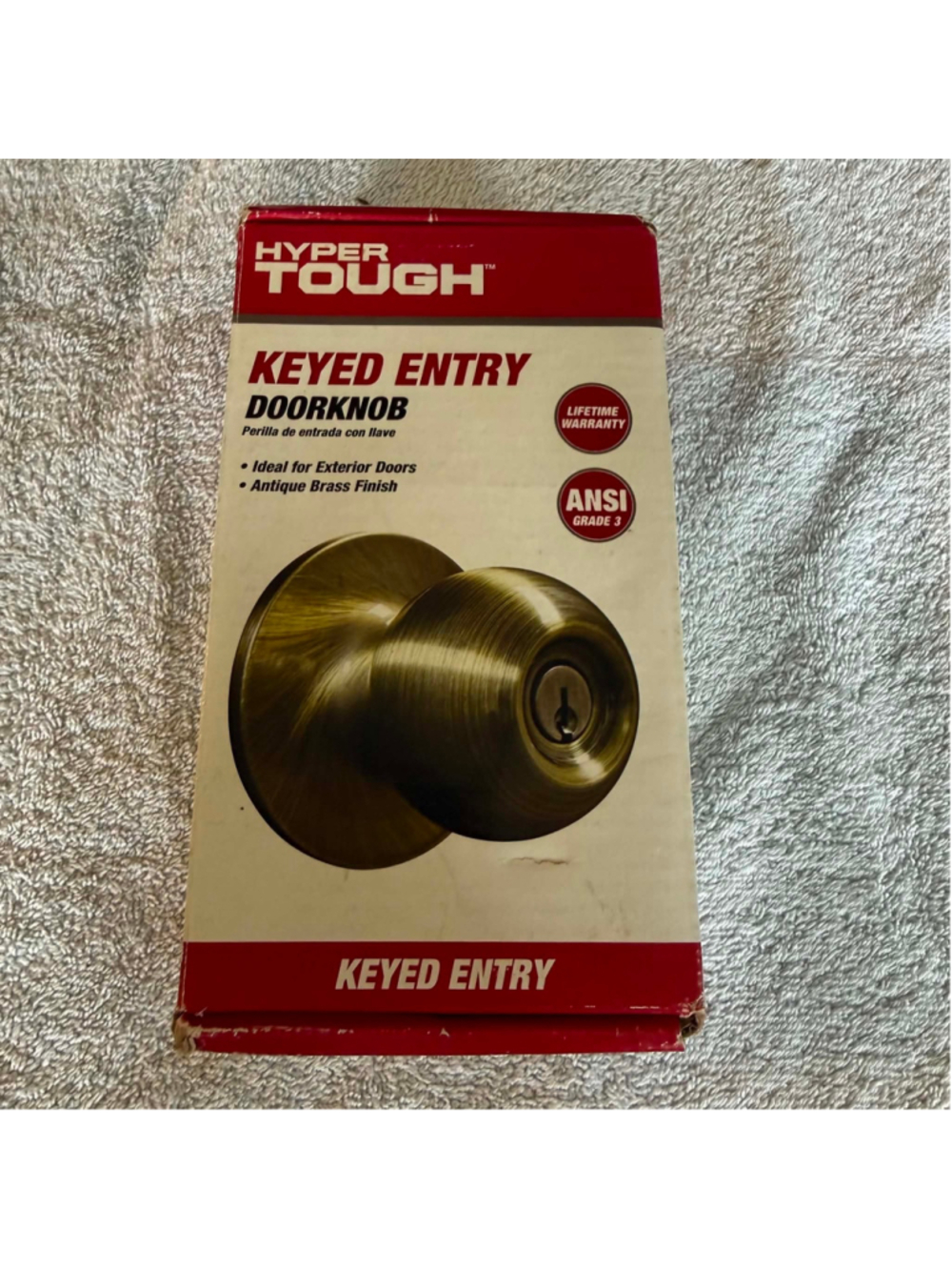 Hyper Tough Keyed Entry Doorknob Antique Brass Finish One Size